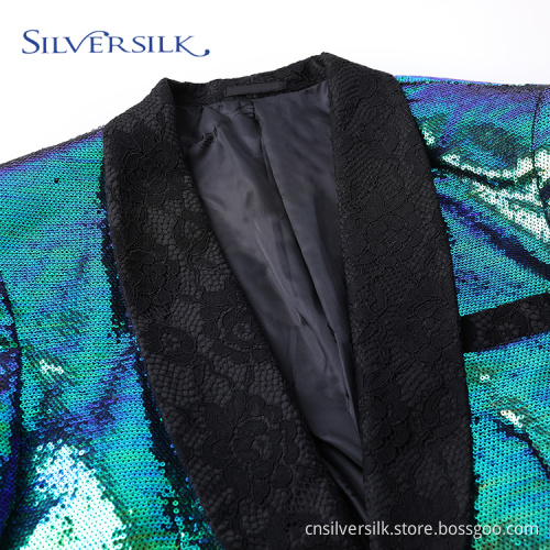 Adult Shawl Collar Reversible Sequins Jacket Men's Coats